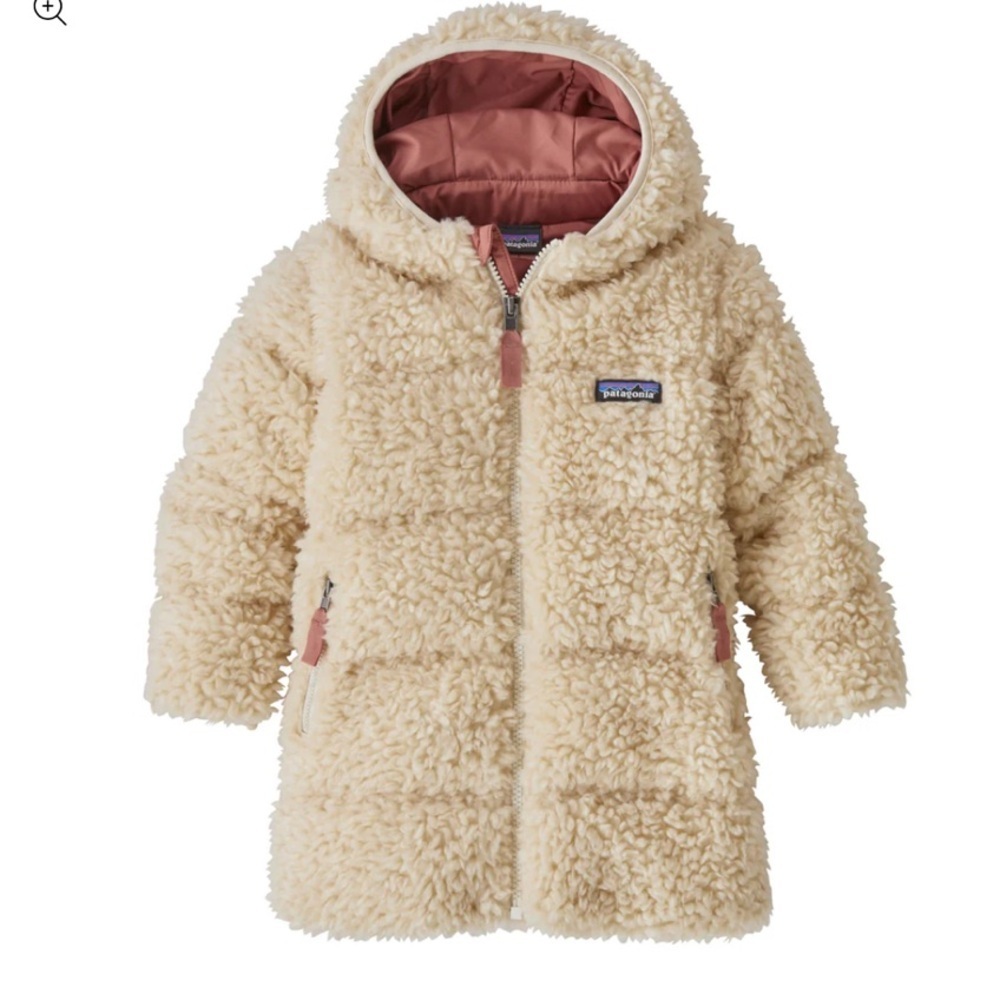Patagonia GIRLS Cream Sherpa Hooded Coat